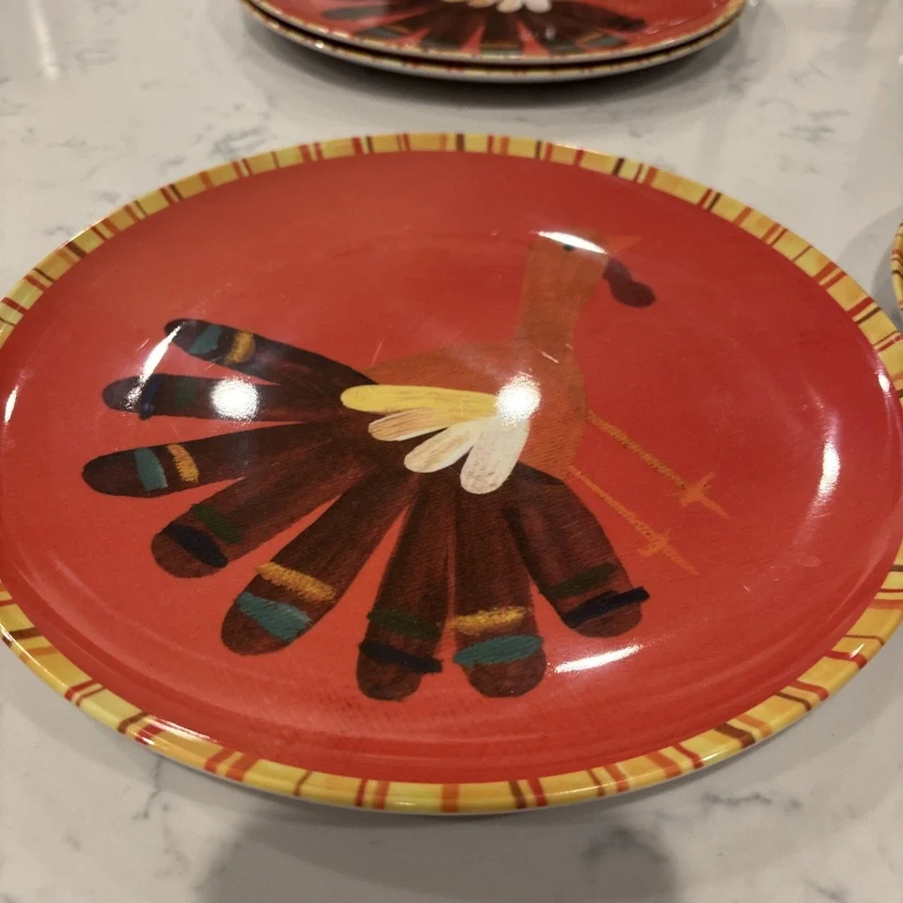 Set of 4 Pottery Barn Kids Thanksgiving Plates Melamine 10
